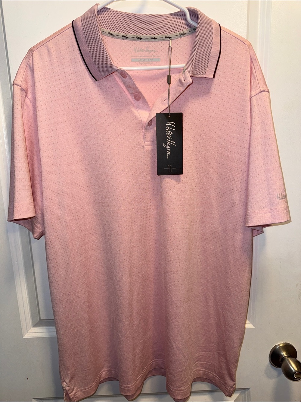 Walter Hagen Light Pink Polo with Black-Trim Collar